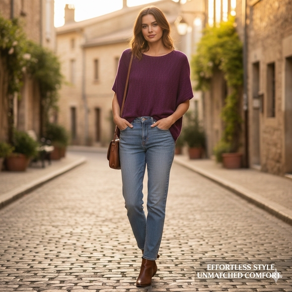 Eileen Fisher Deep Plum Knit Blouse